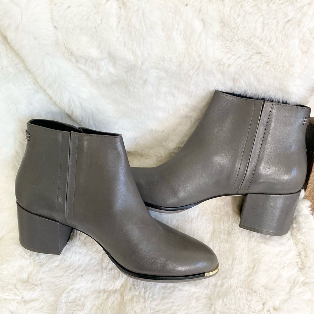 NEW Cole Haan Grand Ambition Holland gray leather block heel booties 10.5 - Picture 4 of 13